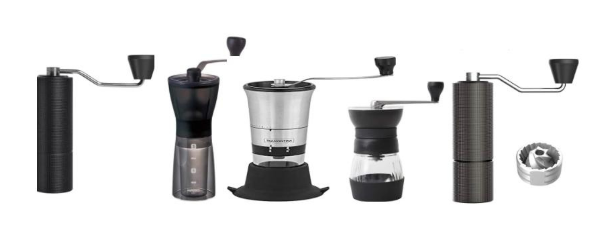 Imagem de cinco melhores moedores de café manual em fundo branco